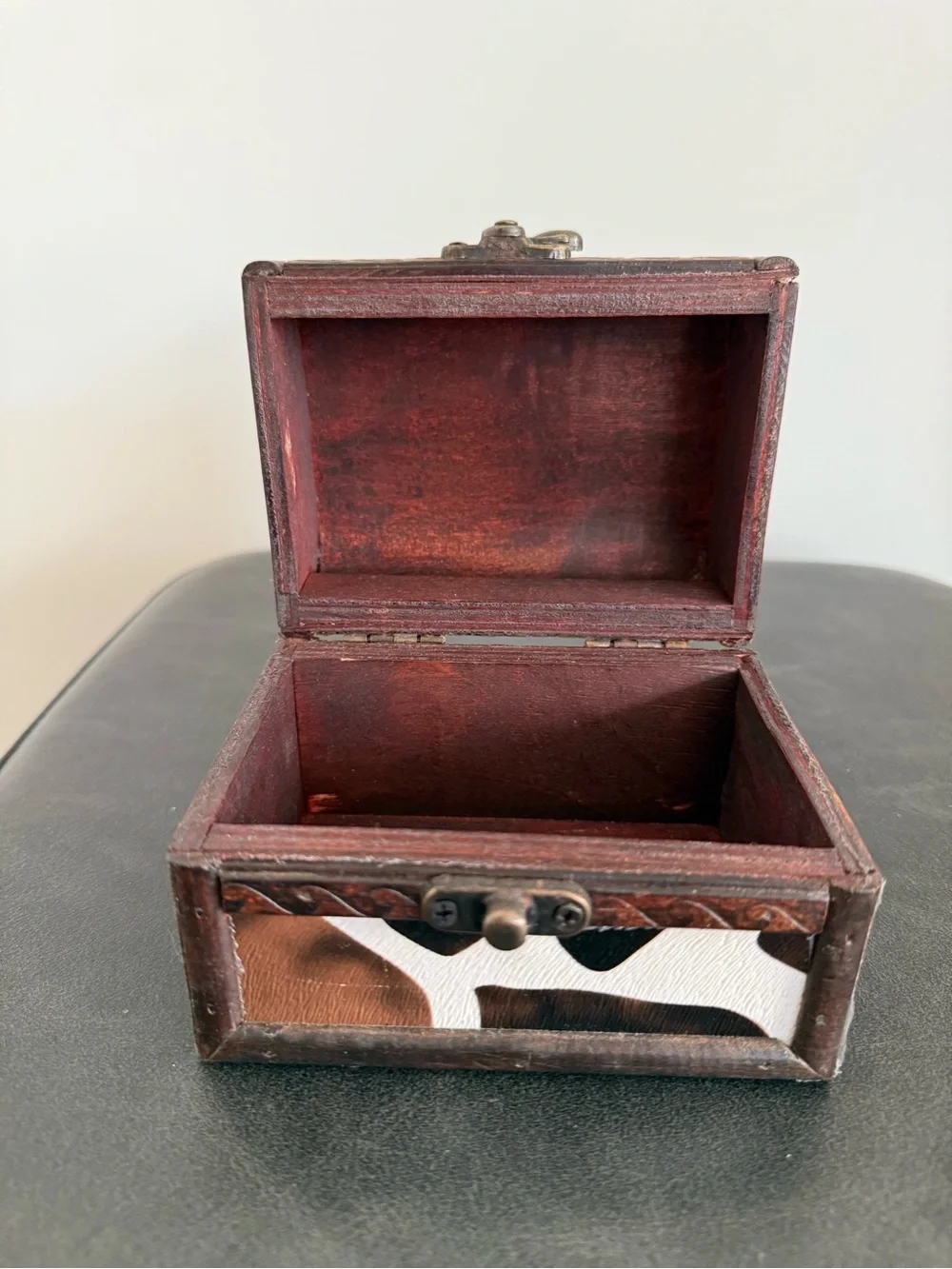 Decorative Giraffe-Pattern Trinket Box - Brown and White 3”